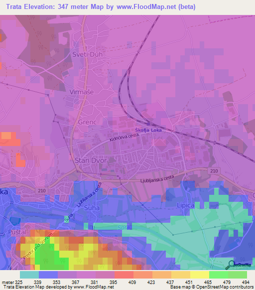 Trata,Slovenia Elevation Map