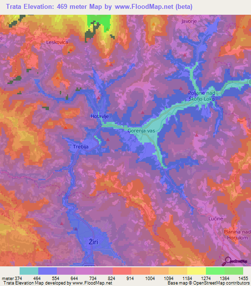 Trata,Slovenia Elevation Map