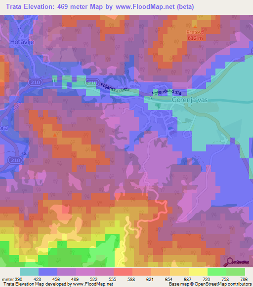 Trata,Slovenia Elevation Map