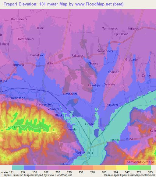 Trapari,Croatia Elevation Map