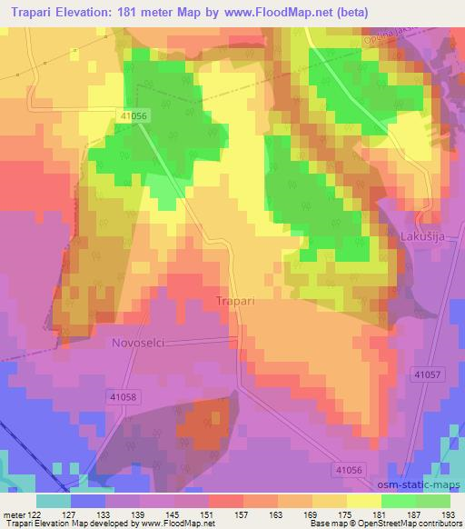 Trapari,Croatia Elevation Map