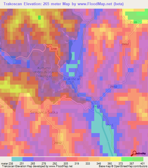 Trakoscan,Croatia Elevation Map