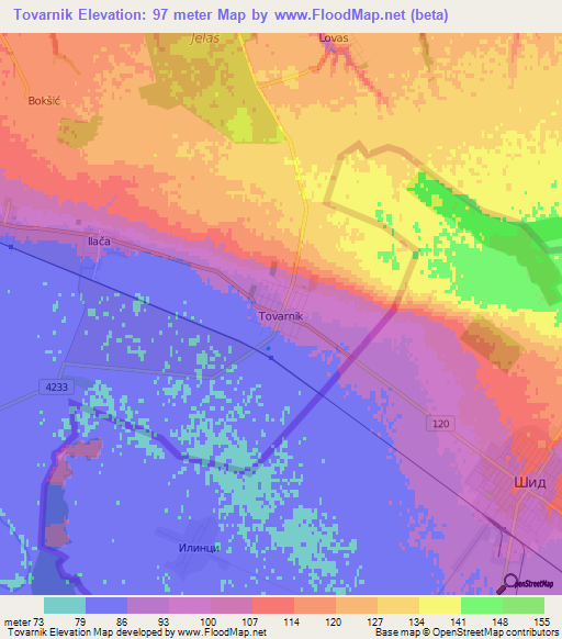 Tovarnik,Croatia Elevation Map