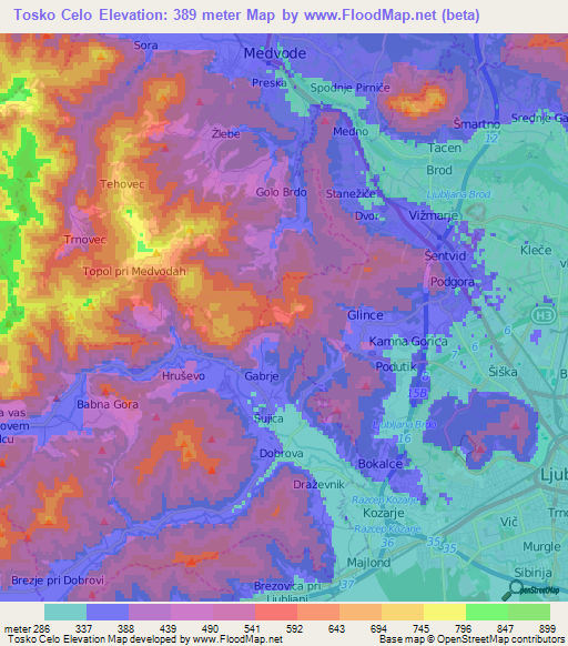 Tosko Celo,Slovenia Elevation Map