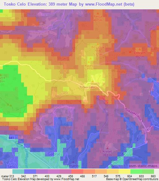 Tosko Celo,Slovenia Elevation Map