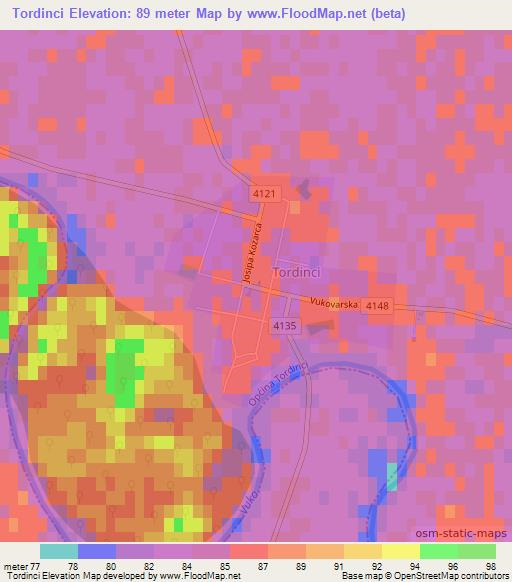 Tordinci,Croatia Elevation Map