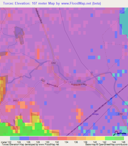 Torcec,Croatia Elevation Map