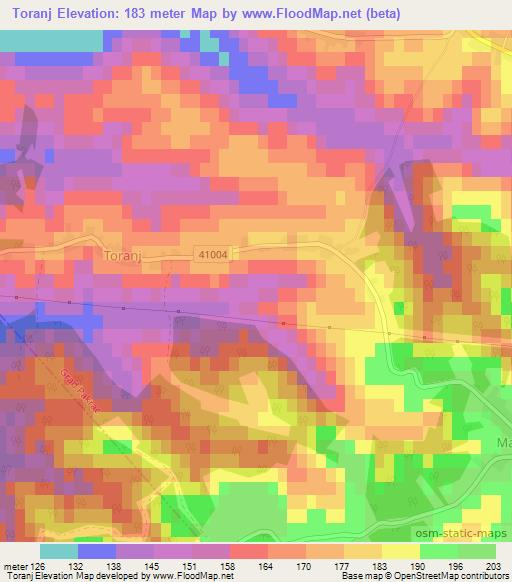 Toranj,Croatia Elevation Map