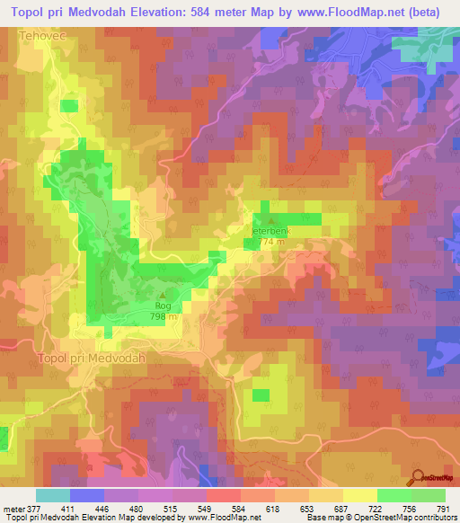 Topol pri Medvodah,Slovenia Elevation Map