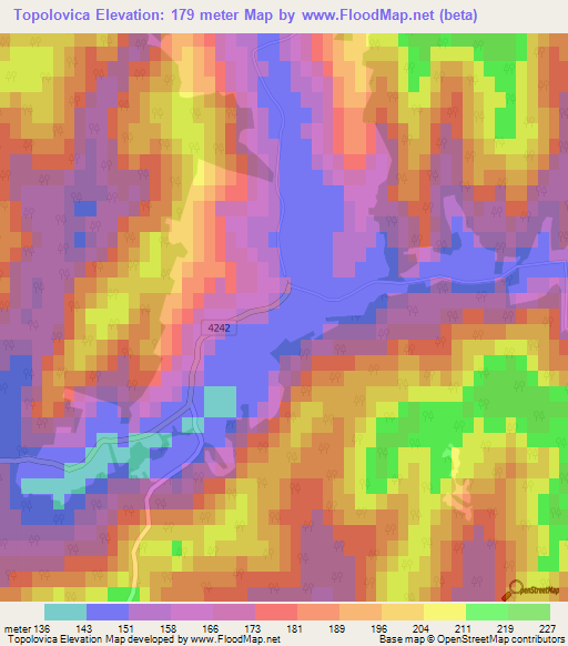 Topolovica,Croatia Elevation Map