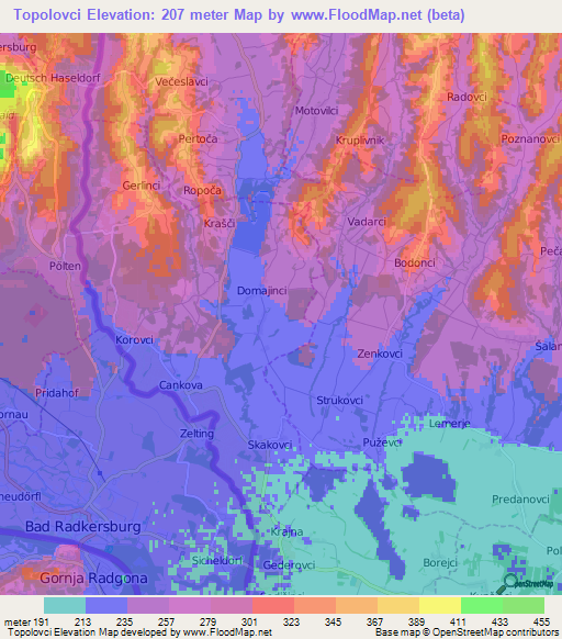 Topolovci,Slovenia Elevation Map