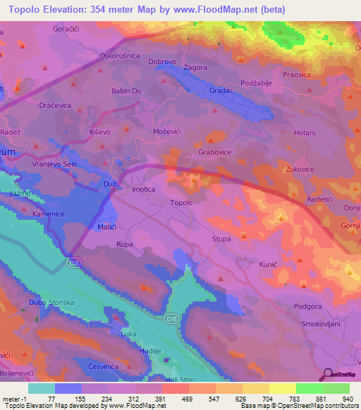 Topolo,Croatia Elevation Map