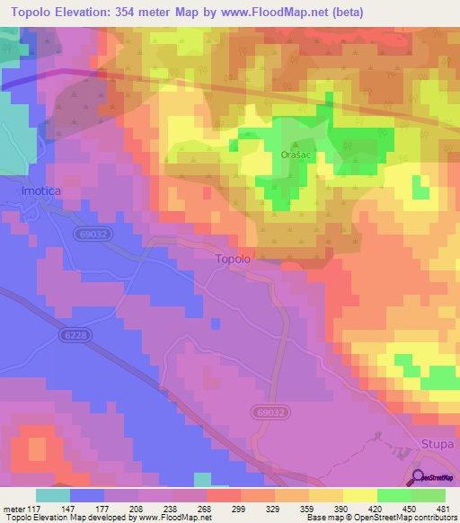 Topolo,Croatia Elevation Map