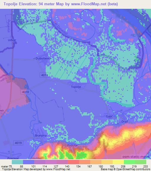 Topolje,Croatia Elevation Map