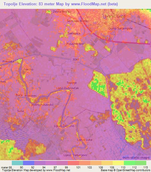 Topolje,Croatia Elevation Map