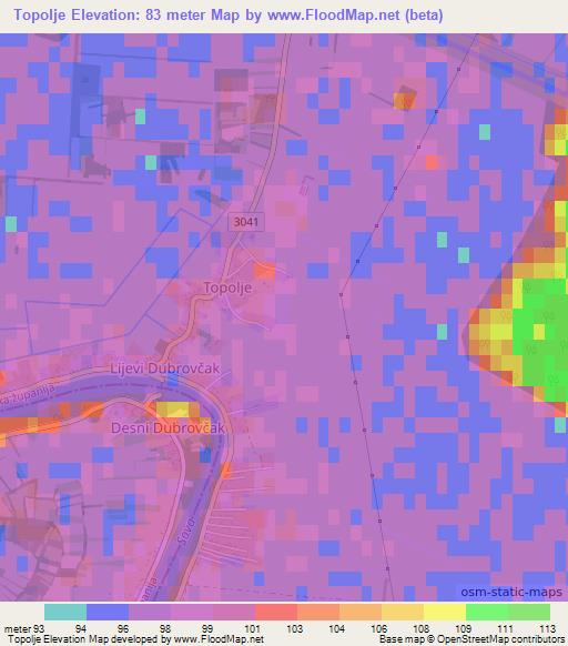 Topolje,Croatia Elevation Map