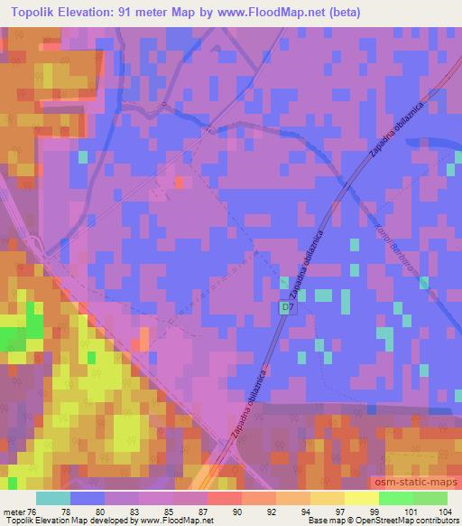 Topolik,Croatia Elevation Map