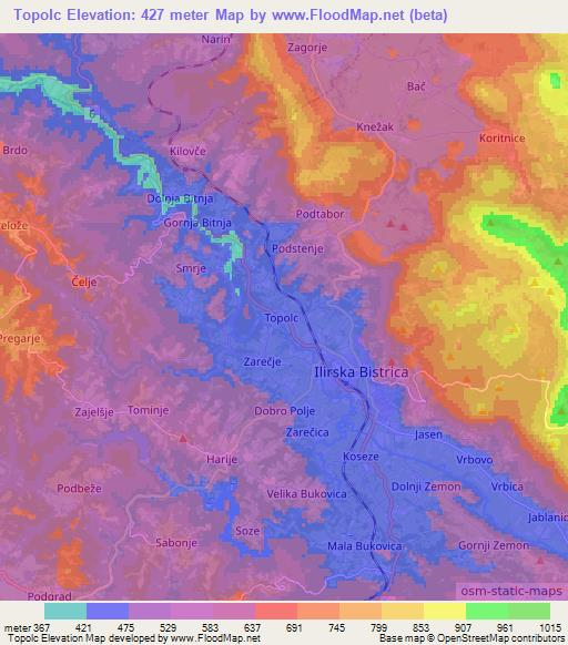 Topolc,Slovenia Elevation Map