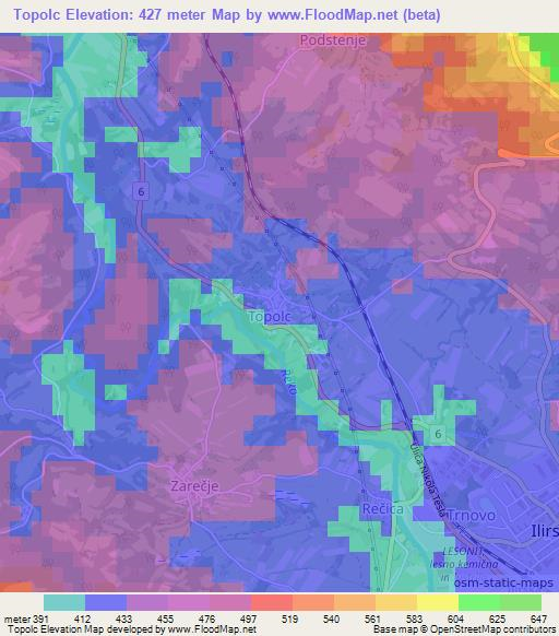 Topolc,Slovenia Elevation Map