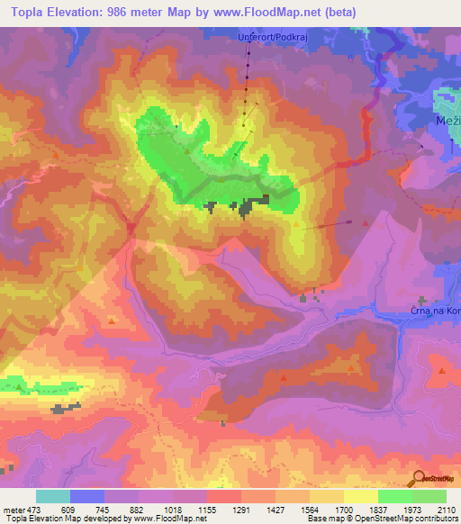 Topla,Slovenia Elevation Map