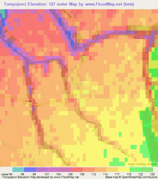 Tompojevci,Croatia Elevation Map