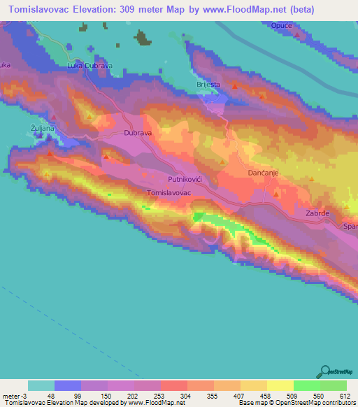 Tomislavovac,Croatia Elevation Map