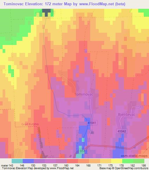 Tominovac,Croatia Elevation Map