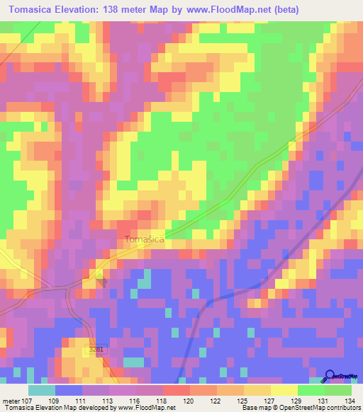 Tomasica,Croatia Elevation Map