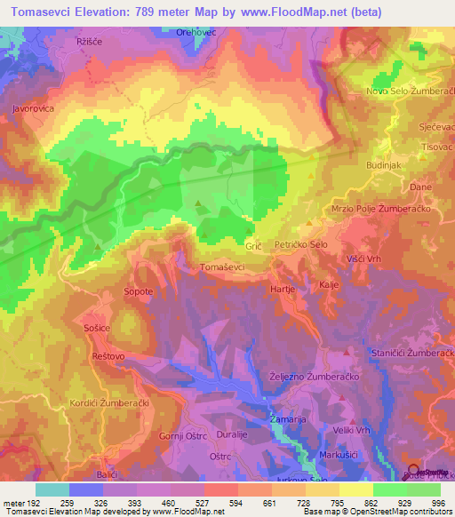 Tomasevci,Croatia Elevation Map