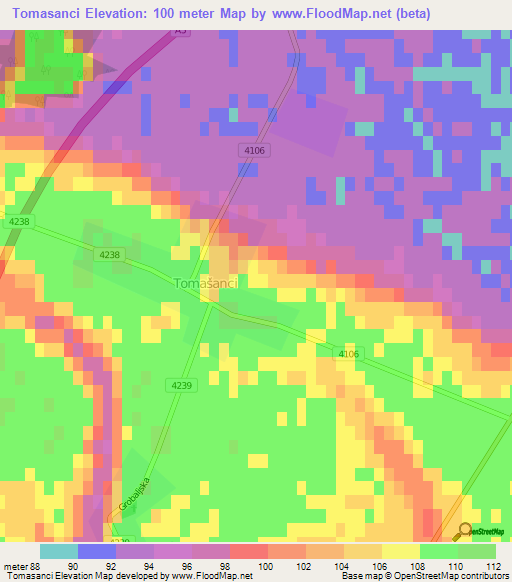 Tomasanci,Croatia Elevation Map