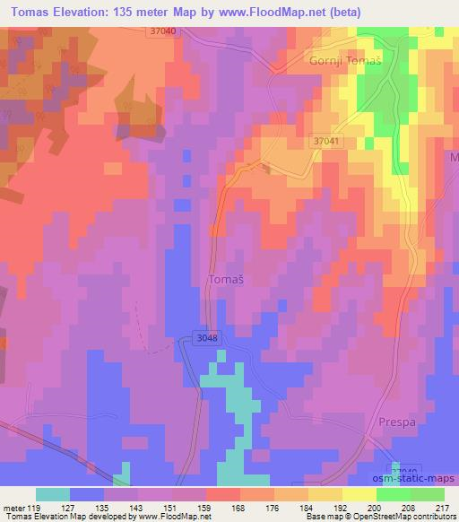 Tomas,Croatia Elevation Map