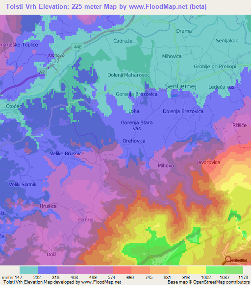 Tolsti Vrh,Slovenia Elevation Map