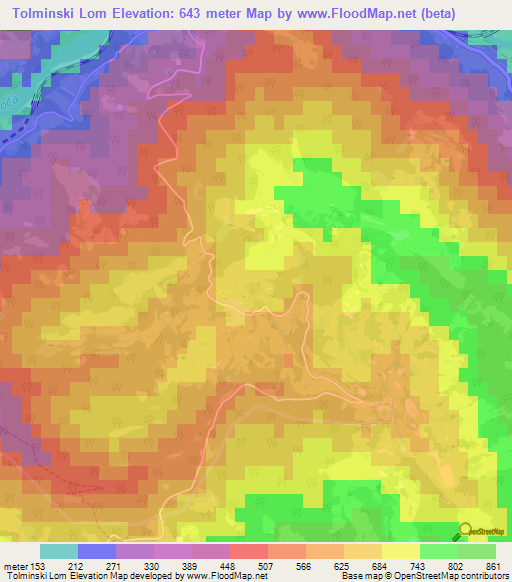 Tolminski Lom,Slovenia Elevation Map