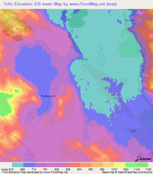 Tolic,Croatia Elevation Map