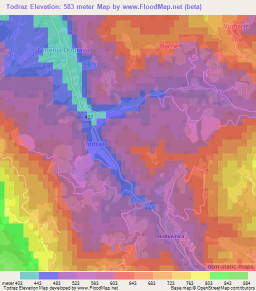 Todraz,Slovenia Elevation Map