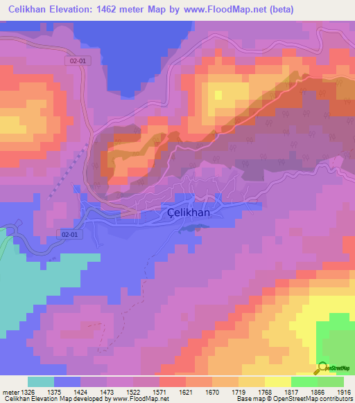 Celikhan,Turkey Elevation Map