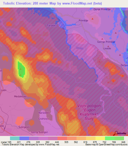 Tobolic,Croatia Elevation Map