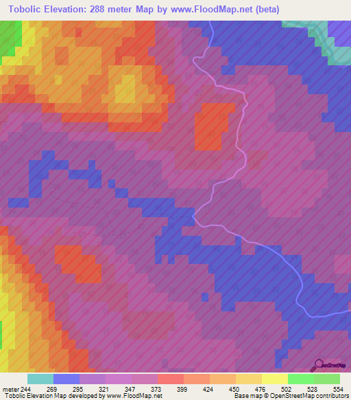 Tobolic,Croatia Elevation Map