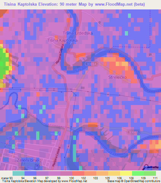 Tisina Kaptolska,Croatia Elevation Map