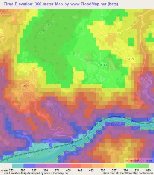 Tirna,Slovenia Elevation Map