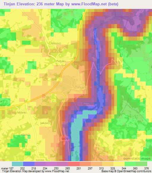 Tinjan,Croatia Elevation Map