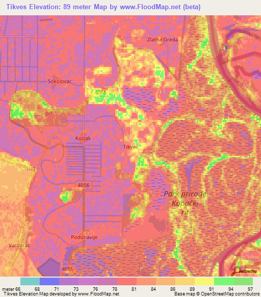 Tikves,Croatia Elevation Map