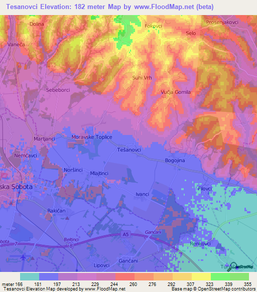 Tesanovci,Slovenia Elevation Map