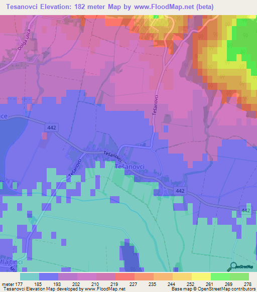 Tesanovci,Slovenia Elevation Map