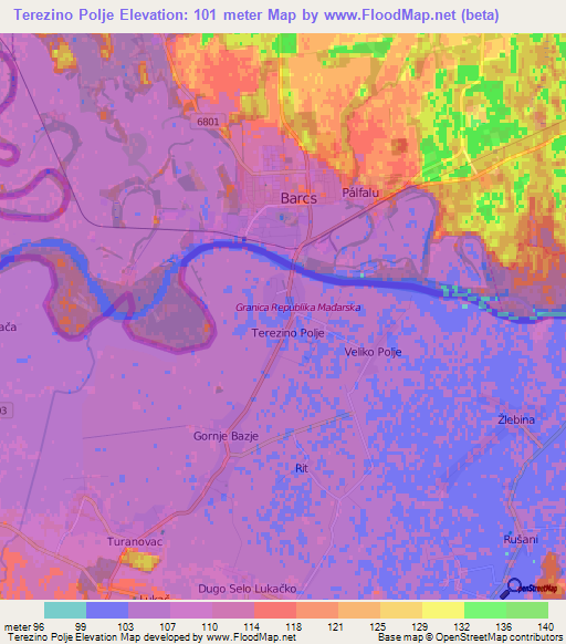 Terezino Polje,Croatia Elevation Map