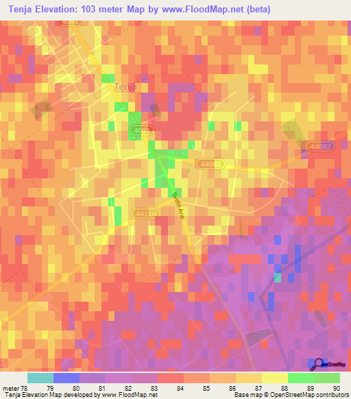 Tenja,Croatia Elevation Map