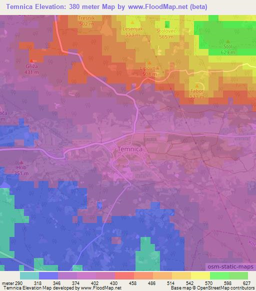 Temnica,Slovenia Elevation Map