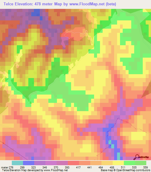 Telce,Slovenia Elevation Map