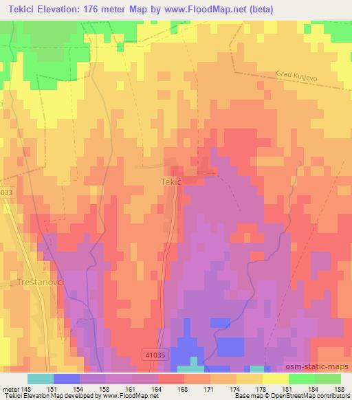 Tekici,Croatia Elevation Map