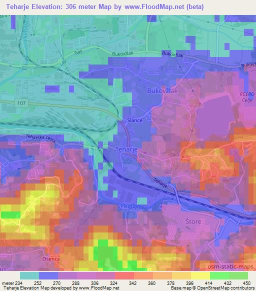 Teharje,Slovenia Elevation Map